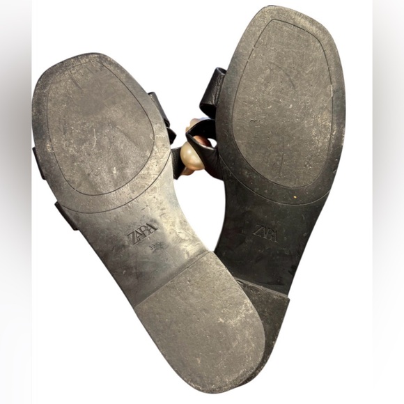 Zara Black Sandals with Pearl Accents Size 39 US 8.5 - Picture 4 of 4